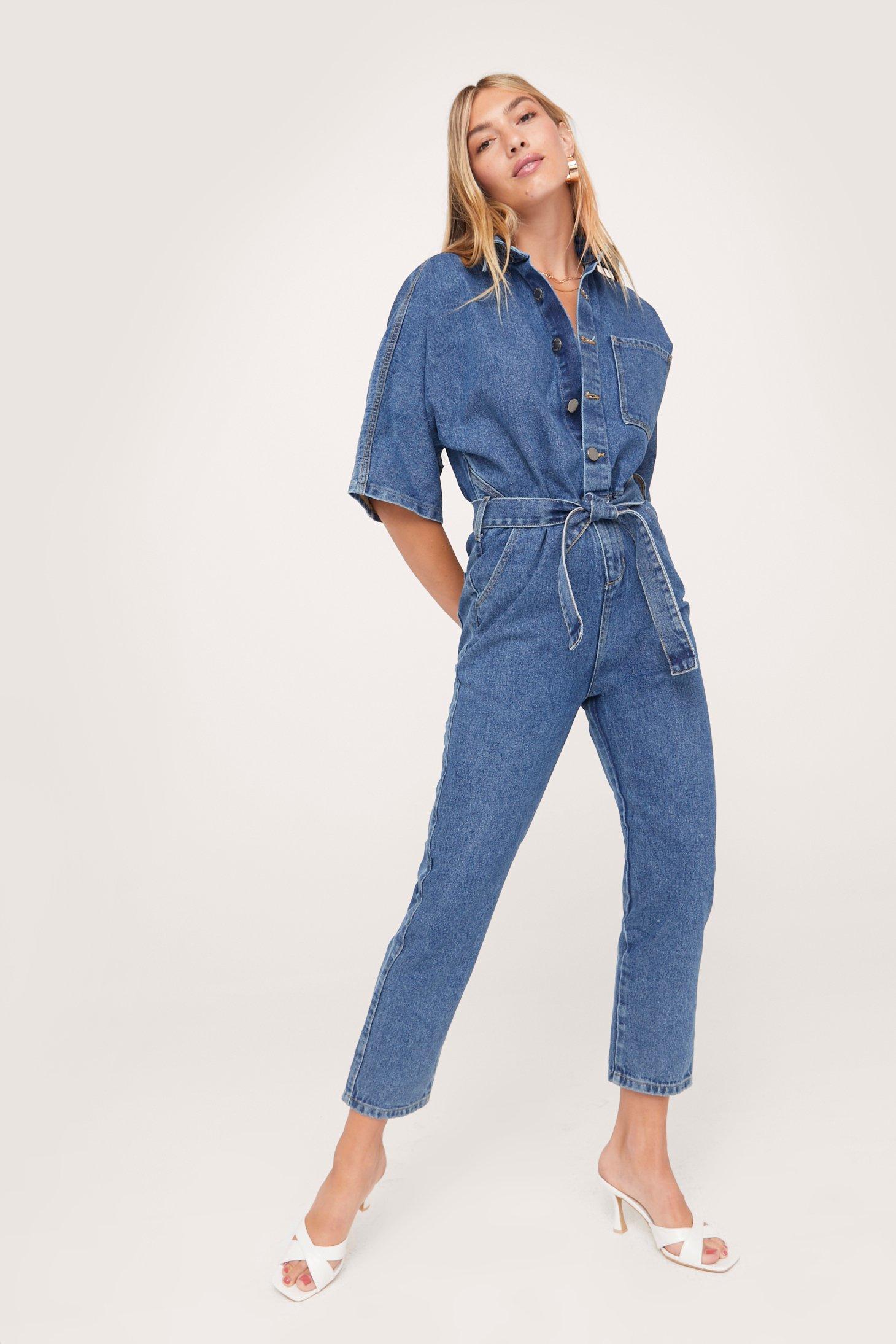 Denim Tie Waist Boilersuit